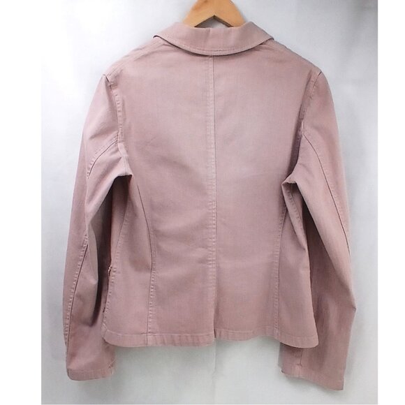 Bianca Maria Caselli Chic Light Pink Mauve Denim Blazer with Embellished Trim - Picture 3 of 10